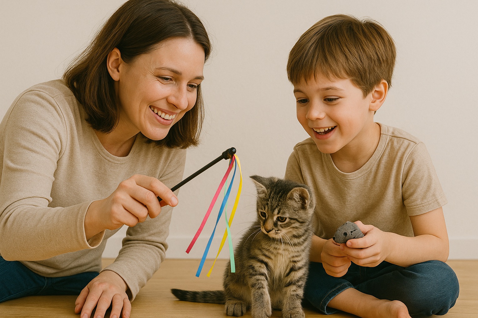 Owner bonding with cat